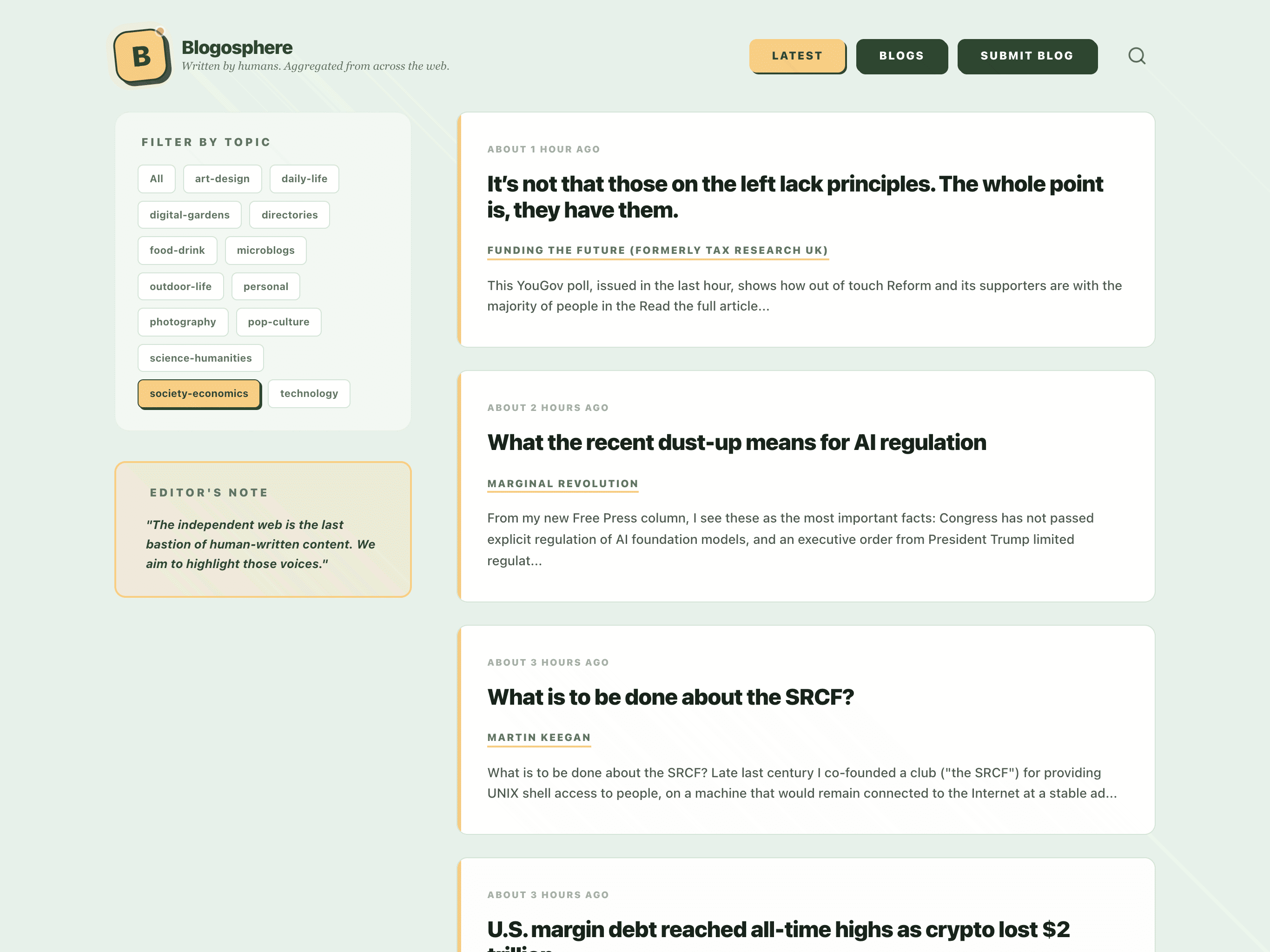 Blogosphere screenshot